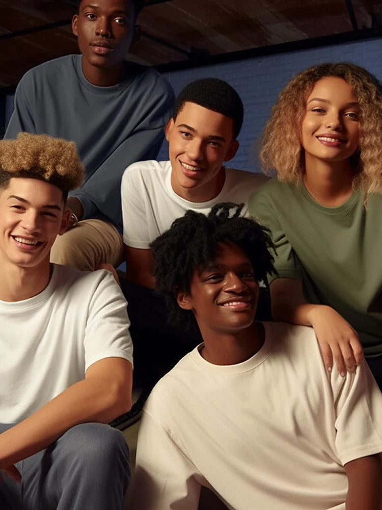 100% Cotton T shirt For Men Women,Short Sleeve Summer Plain Tops,Solid Casual Loose Tee Shirts,High Quality Clothing,7oz 200gsm