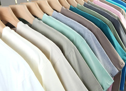 100% Cotton T shirt For Men Women,Short Sleeve Summer Plain Tops,Solid Casual Loose Tee Shirts,High Quality Clothing,7oz 200gsm